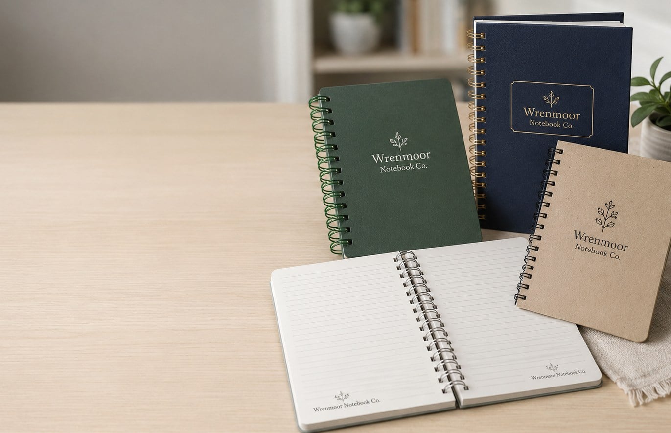 Custom printed spiral notebooks with logo