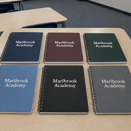Customized spiral notebooks for schools and universities